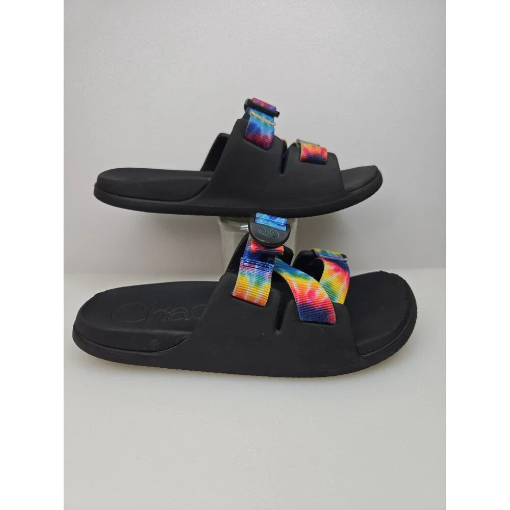 Chaco Kid's Chillos Slide Slip-On Sandals Rainbow Tie Dye Kids Unisex Size K3